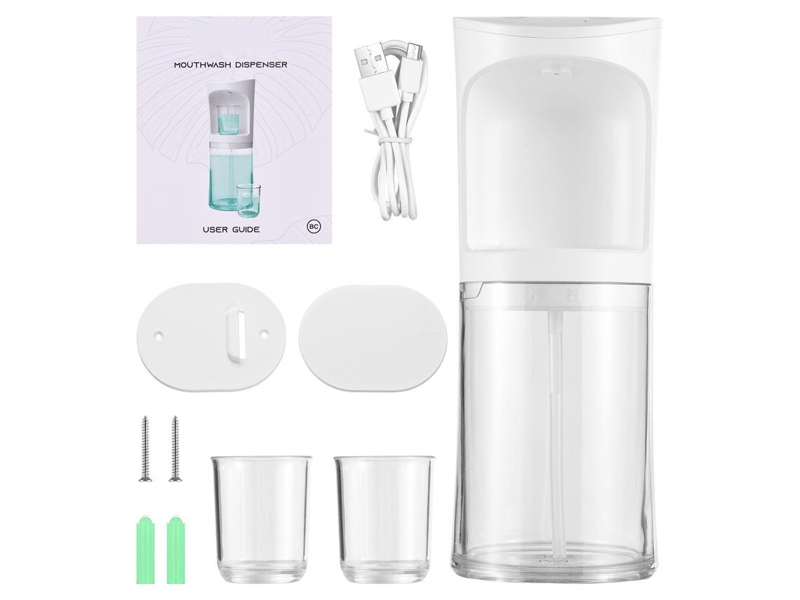 Dispensador Automático de Enxaguante Bucal sem contato, com 2 copos magnéticos, USB recarregável, 3 níveis | S/MARCA