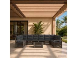 Vidaxl Conjunto De Sofá De Jardim 11 Unid. Cinza E Cinza Escuro