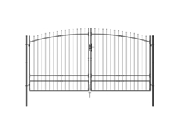 Portão De Jardim Com Ponta De Lança Dupla Abertura Carvão Aço Vidaxl Carvão Aço (4 X 2 M)