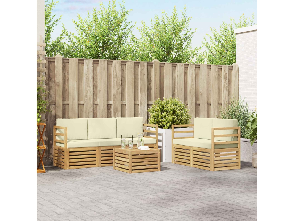 Vidaxl Conjunto De Sofás Para Exterior 6 Unid. Branco E Creme