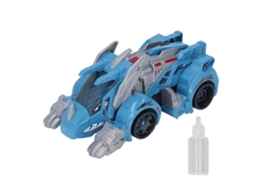 Primerox carro Dinossauro Elétrico Transformável com Luz Led, Música e Spray Azul