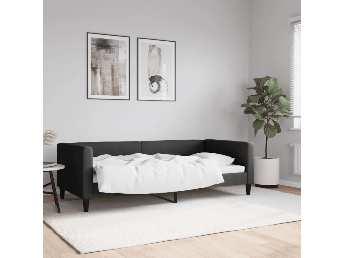Vidaxl Sofá-cama 90x190 Cm Tecido Preto