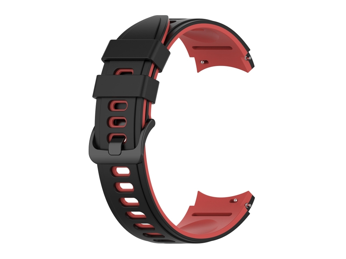 Bracelete Para Samsung Galaxy Watch 4 Classic (42mm/46mm) - Silicone Duas Cores - Vermelho Preto
