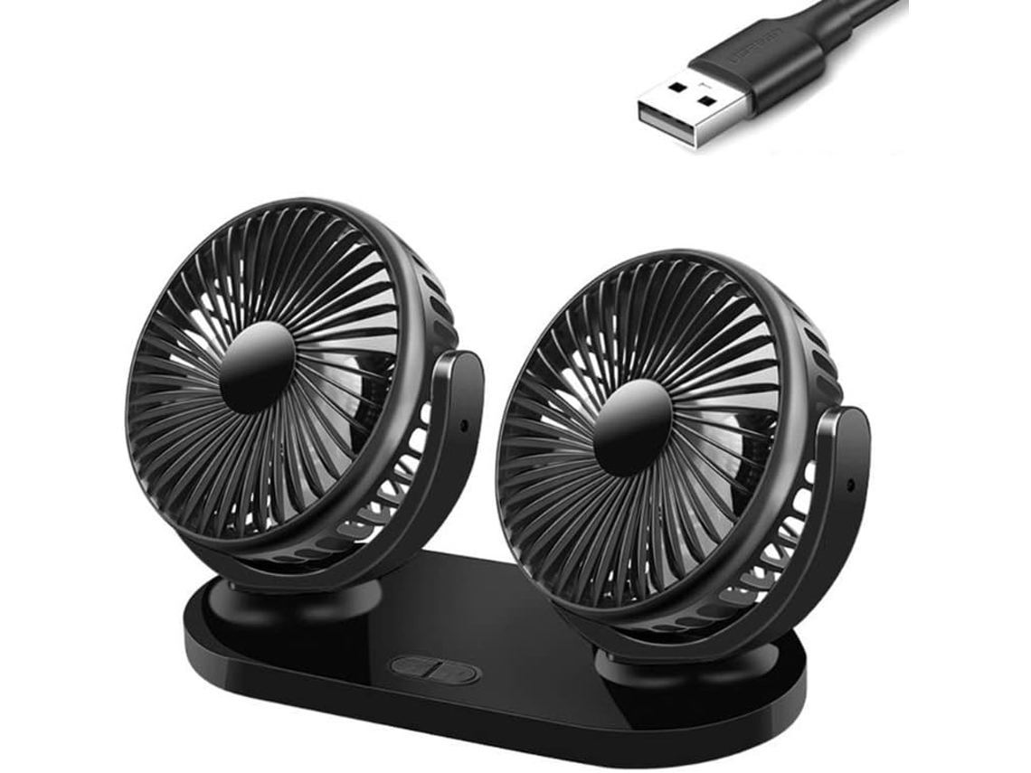 Ventilador Elétrico Portátil De Duas Cabeças Para Carro Usb Potente Mesa Suvs, Trailers E Barcos
