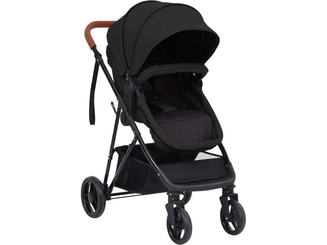 vidaXL Carrinho de bebé 2-em-1 aço antracite e preto