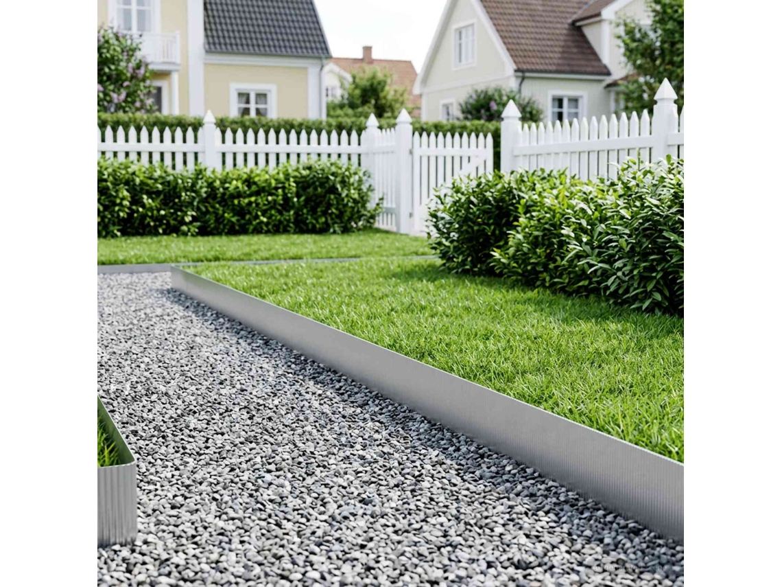 Vidaxl Acabamento Para Gramado 5 M X 15 Cm Aço Galvanizado Prateado