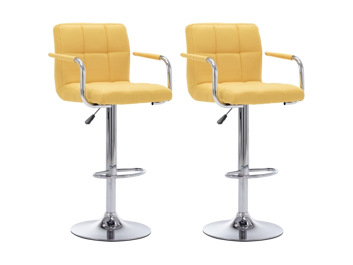 Vidaxl Cadeiras De Bar 2 Pcs Tecido Amarelo