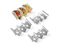 Suporte Para Tacos, Conjunto De 4 Suportes De Aço Inoxidável Com Alça, Bandeja Para Até 3 Tacos
