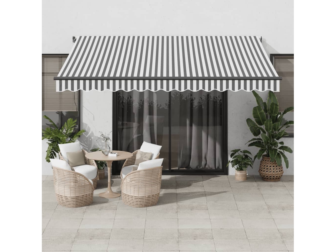 Vidaxl Toldo Retrátil Manual Com Luzes Leds 400x350cm Antracite/branco