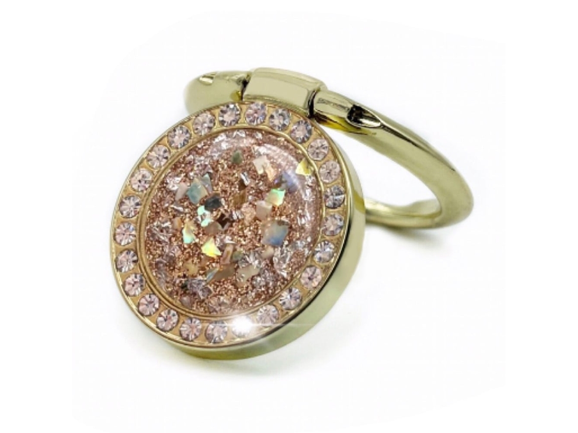 Suporte Universal Para Celular Com Anel E Decoração De Strass - Dourado