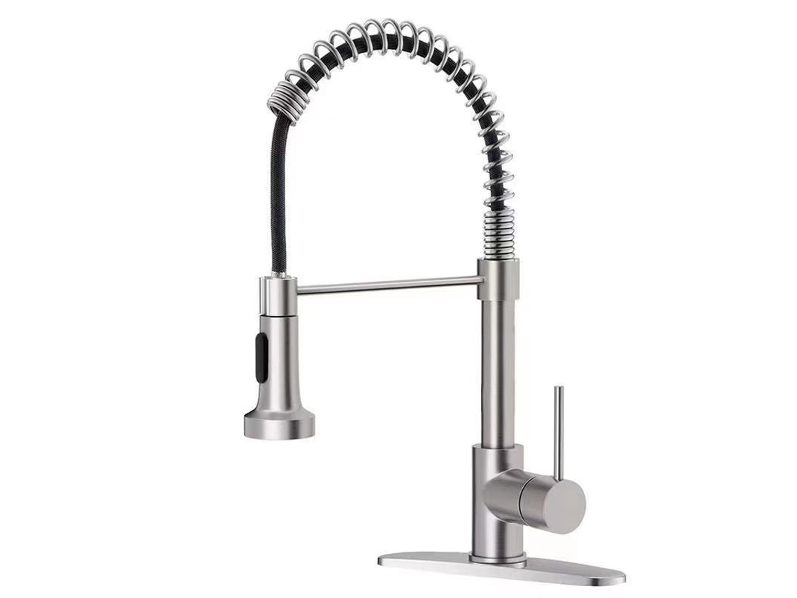 Torneira de Cozinha em Aço Inoxidável com Bico Retrátil, Rotação de 360 Graus e Dupla Função para Água Quente e Fria. MDUG (prateado)