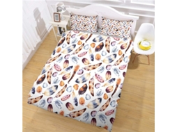 Capa de Edredom com Estampa 3d Penas Color em Microfibra Fronha 220x240cm, 220 X 240 Cm