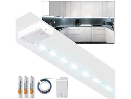 Fitas de LED alimentadas por bateria para armários, despensas e armários Iluminação autoadesiva Potência sem fio Prática (5000k)