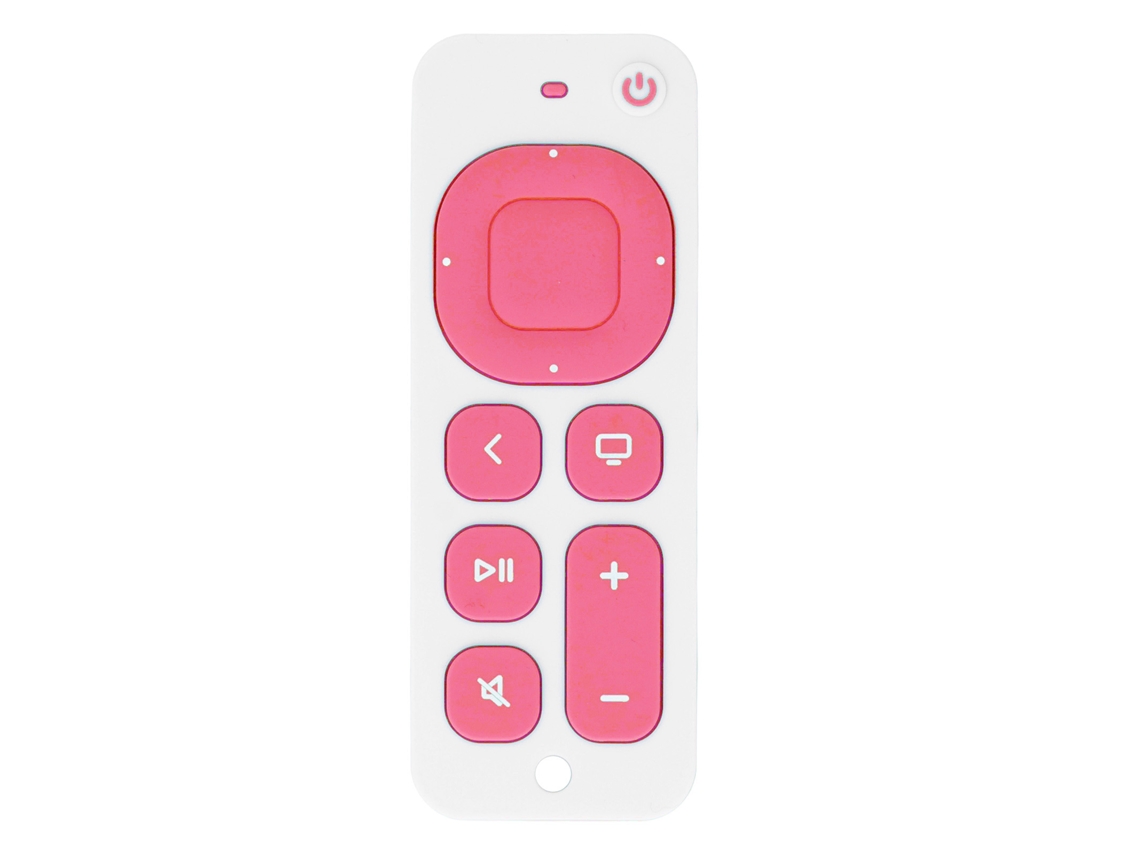 Cadeira de balanço Mali Baby Bite em silicone com formato de controle remoto, texturas e números, vermelha.