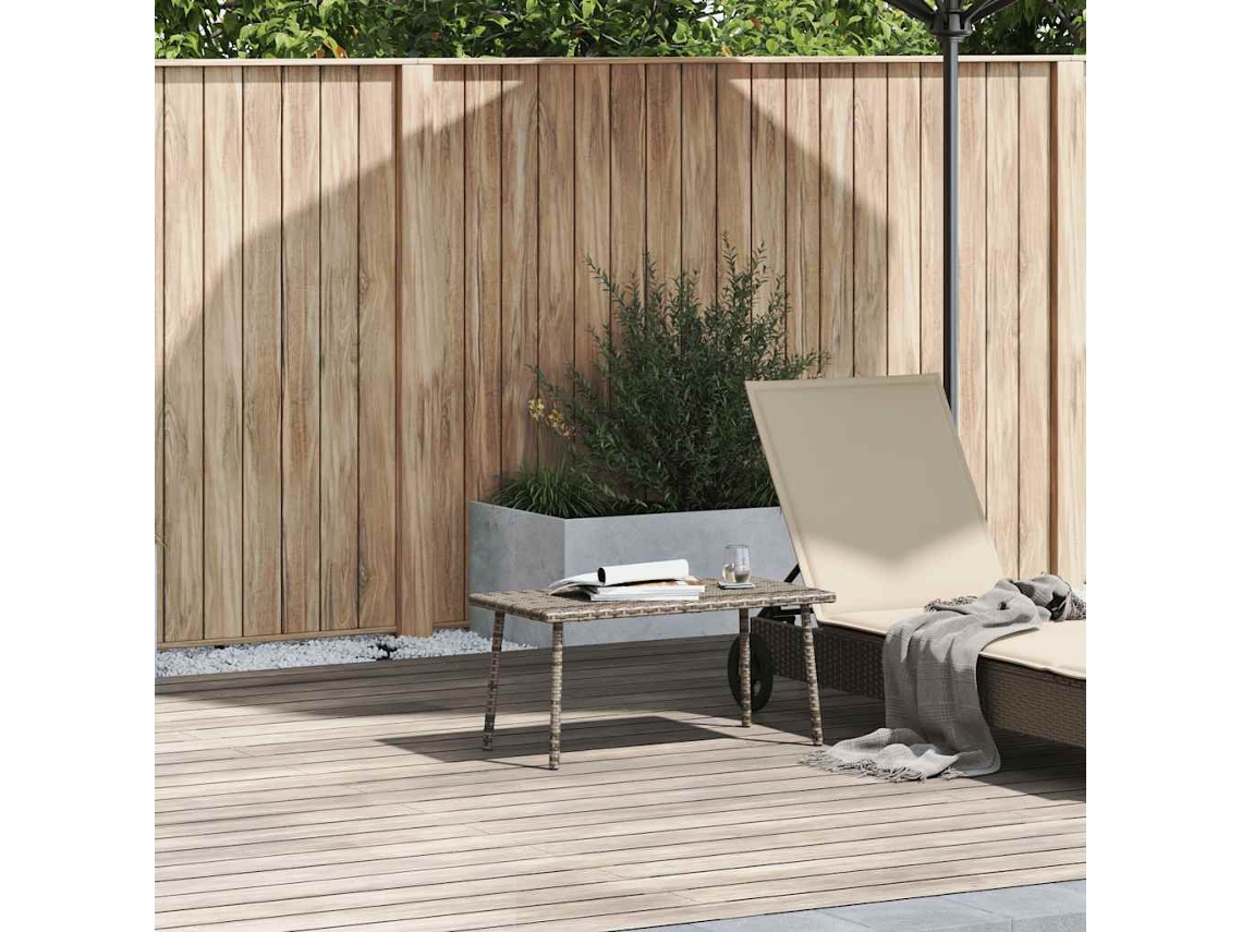Vidaxl Mesa De Centro De Jardim Retangular 80x40x37cm Vime Pe Cinzento