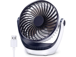 Ventilador de mesa pequeno YURU com vento forte, operação silenciosa, portátil, cabeça giratória 360°