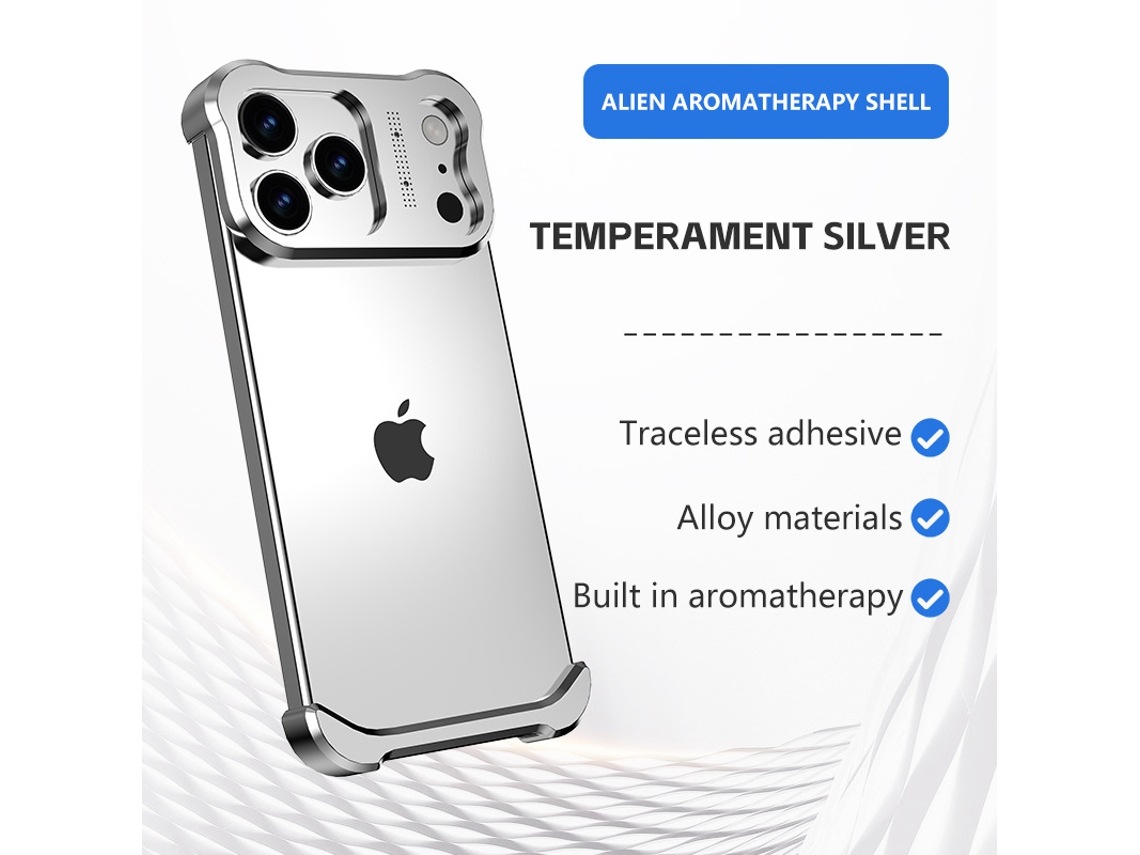 Capa Sem Bordas Para Iphone 17 Pro, Com Proteções De Metal Nos Cantos E Protetor De Lentes - Prateada