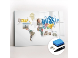 Quadro Magnético Decorativo Mapa-múndi De Texto Para A Cozinha Espelharte (90x60 Cm)