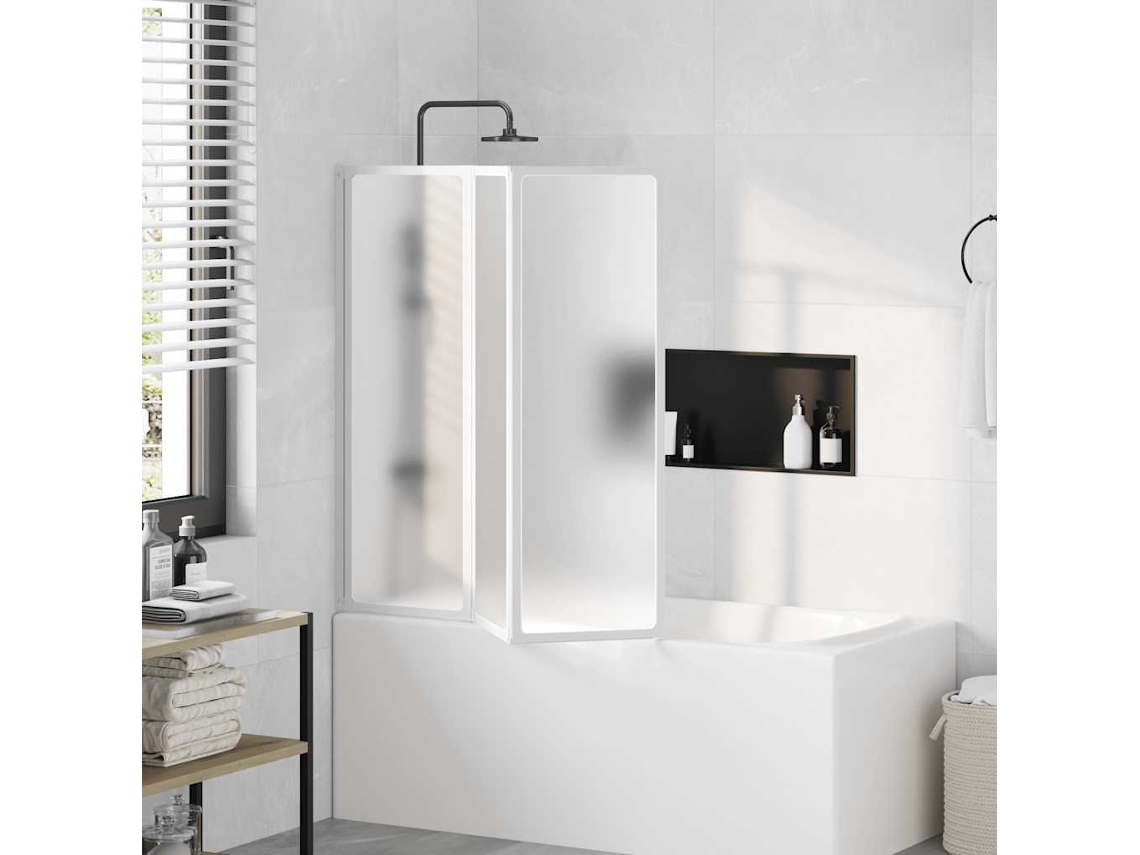 Painel De Vidro Dobrável Para Duche 3 Peças 117 X 120 Cm