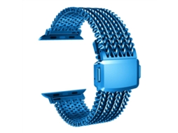 Bracelete para Apple Watch 44/45/46/49mm aço inoxidável com malha azul XIAOMOYU