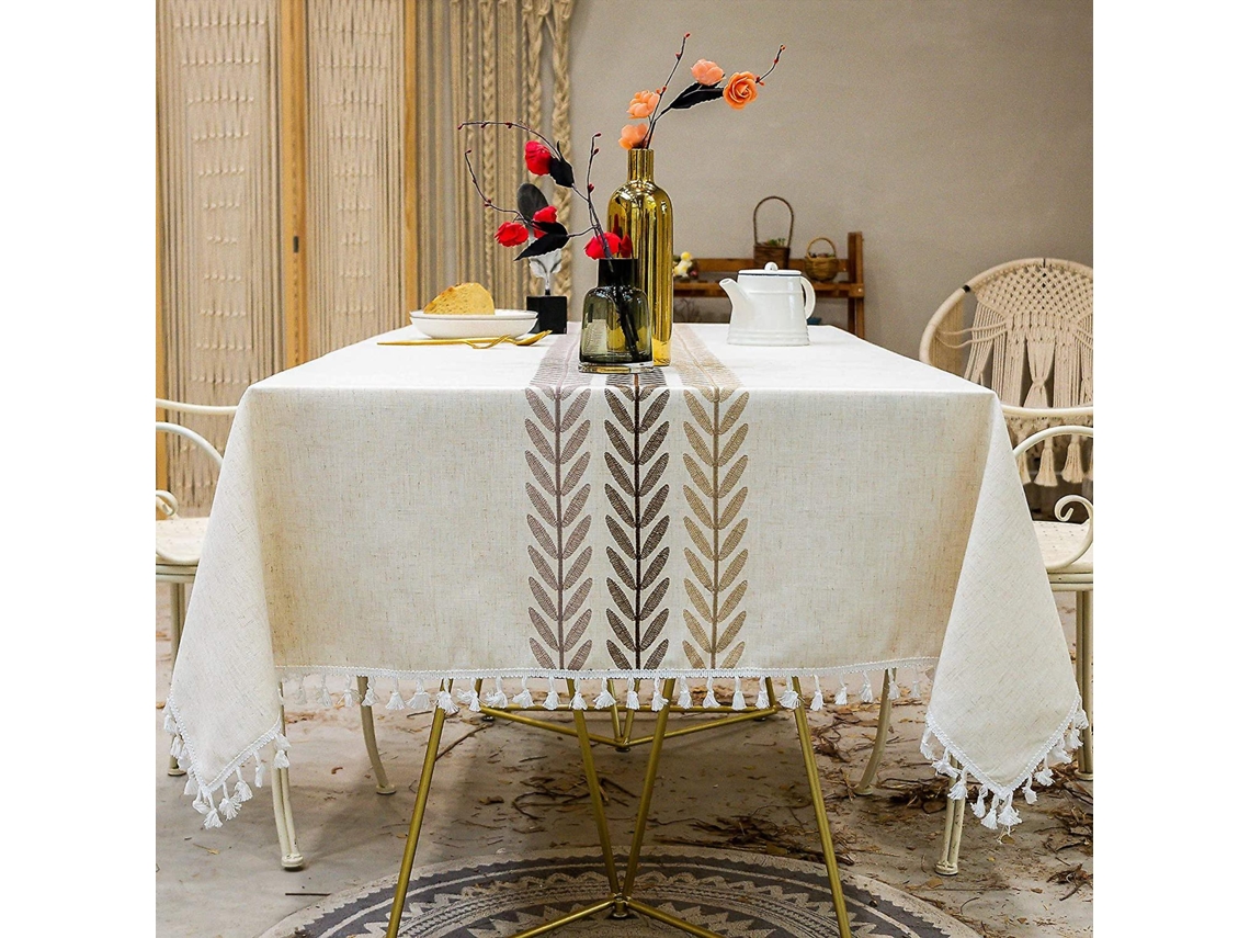 Toalha De Mesa Para Mesa De Jantar, Toalha De Mesa Rústica Para Cozinha, Capa Para Mesa De Centro, Tecido De Algodão E Linho, Toalha De Mesa Retangula
