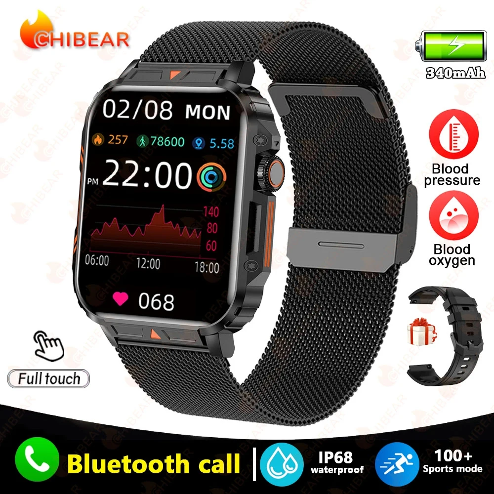 (pulseira De Malha Preta) Smartwatch, Gps, Monitoramento De Saúde, Voz Com Ia E Chamadas Bluetooth.