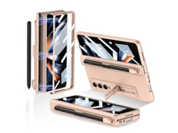 Capa Flip Com Dobradiça Magnética Gkk Para Samsung Galaxy Z Fold4 Com Suporte E Compartimento Para Caneta.