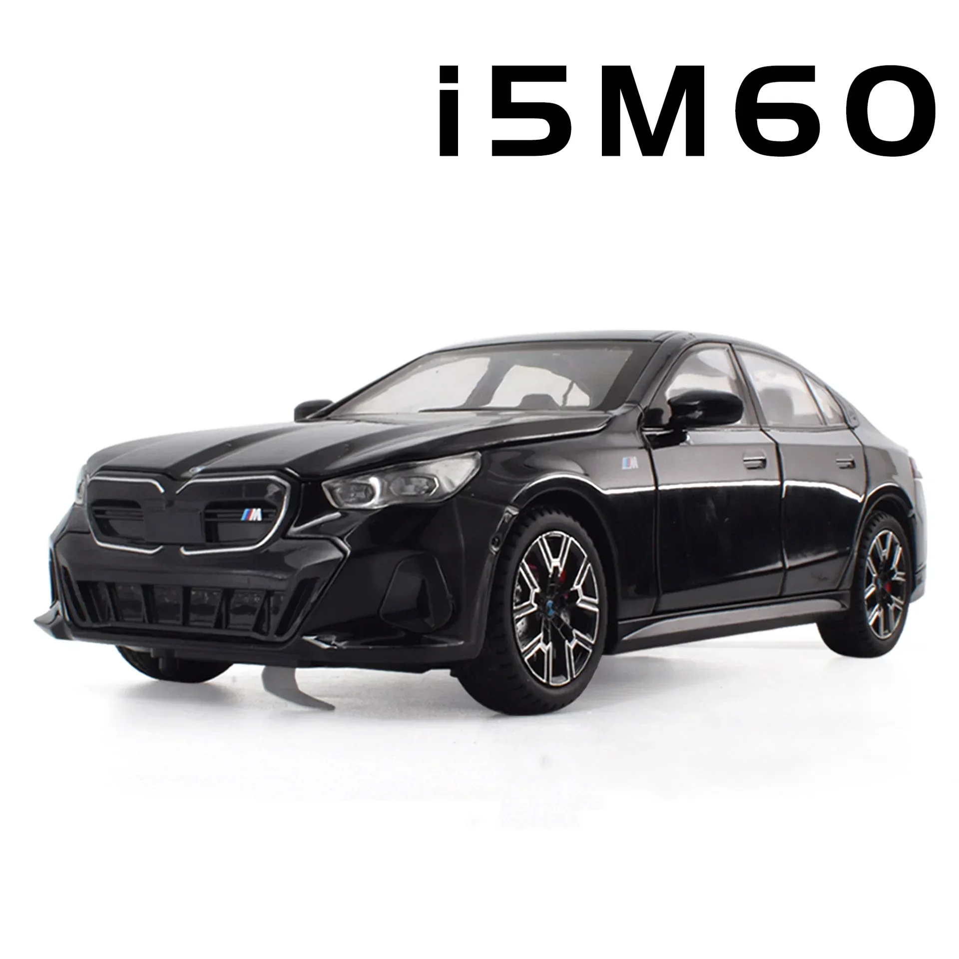 (i5m60 Preto) Miniatura De Carro Esportivo Em Escala 1:24, Com Funções De Som E Luz, E Portas Que Abrem.