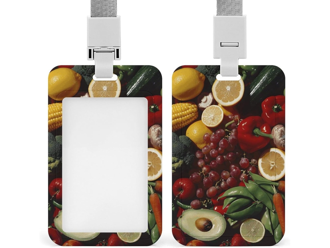 Porta Crachá Com Estampa De Frutas Frescas E Vibrantes, Personalizável, À Prova D Água E Com Proteção Crachás