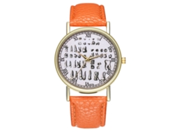 Relógio de quartzo unissex casual Zhoulianfa com pulseira de couro (laranja)