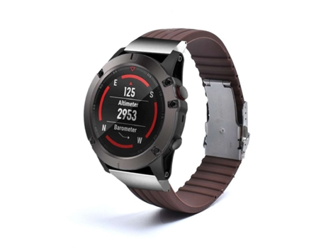 Bracelete Silicone Stripe Adaptável Garmin Marq Adventurer Castanho