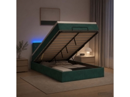 Vidaxl Cama Ottoman Com Colchão E Led Verde-escuro 120 X 190 Cm Veludo