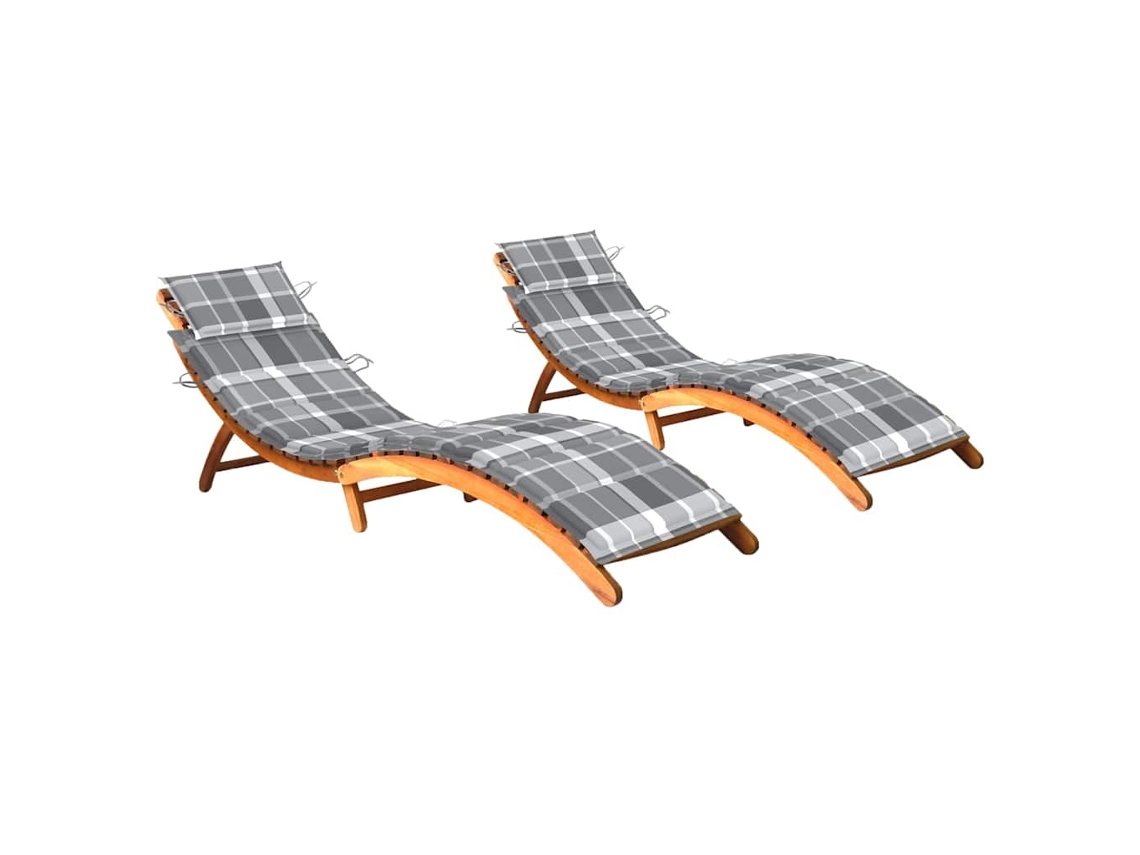Vidaxl Espreguiçadeiras Com Almofadões 2 Pcs Madeira De Acácia Maciça