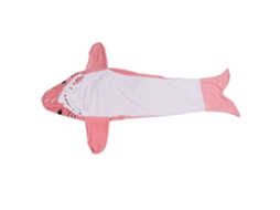 Manta Tubarão Vestível Flanela Macia para Adultos com Capuz 170cm Rosa