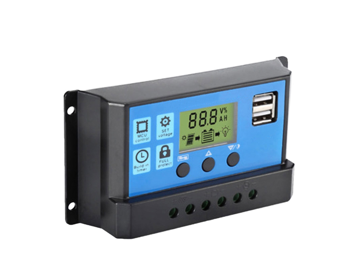 Laxiscreed Controlador Solar Universal 12v/24v Com Duas Saídas Usb Automáticas