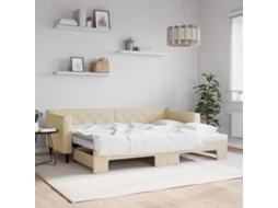 Vidaxl Sofá-cama Com Gavetão 80x200 Cm Tecido Cor Creme