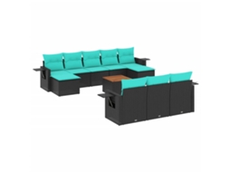 Conjunto de Sofá de Jardim, 11 Peças, Almofadas, Rattan Preto MAISON EXCLUSIVE