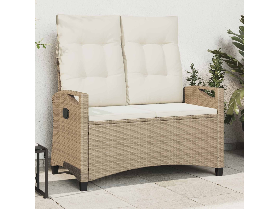 Vidaxl Banco De Jardim Bege E Creme 105 X 60 X 112 Cm Aço E Poliéster
