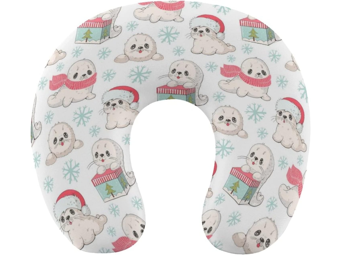 Almofada de Viag Fofa em Formato U para Bebês, Suporte Pescoço Espuma Viscoelástica, Acessório Confortável