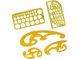 Molde Portátil Para Desenho De Círculos Plástico Amarelo