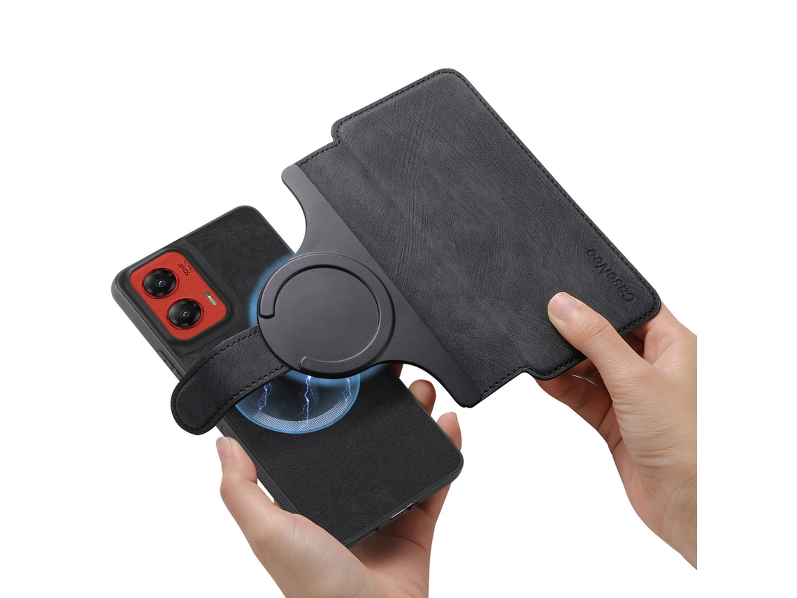 Capa Flip Para Moto G67/g77 - Com Design Magnético Destacável Preto Panoona