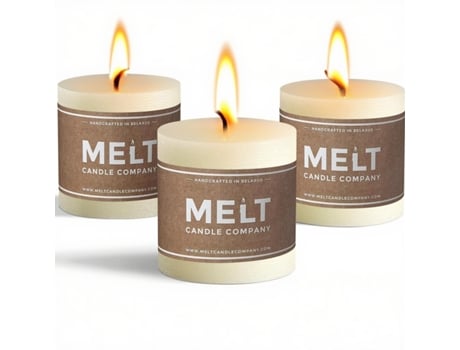 Velas Pillar, pacote com 3, sem perfume, 3 x 3, marfim, Beeworks