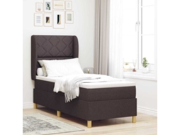 Vidaxl Cama Box Com Almofada Manual Marrom Escuro 200 X 80 Cm Tecido