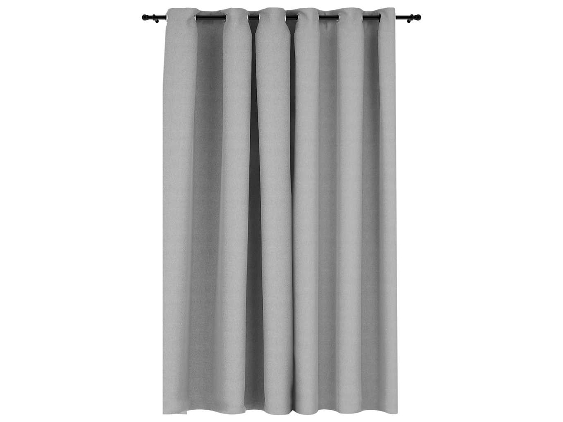 Maison Exclusive - Cortina Opaca Aspeto De Linho Com Ilhós 290x245 Cm Cinzento