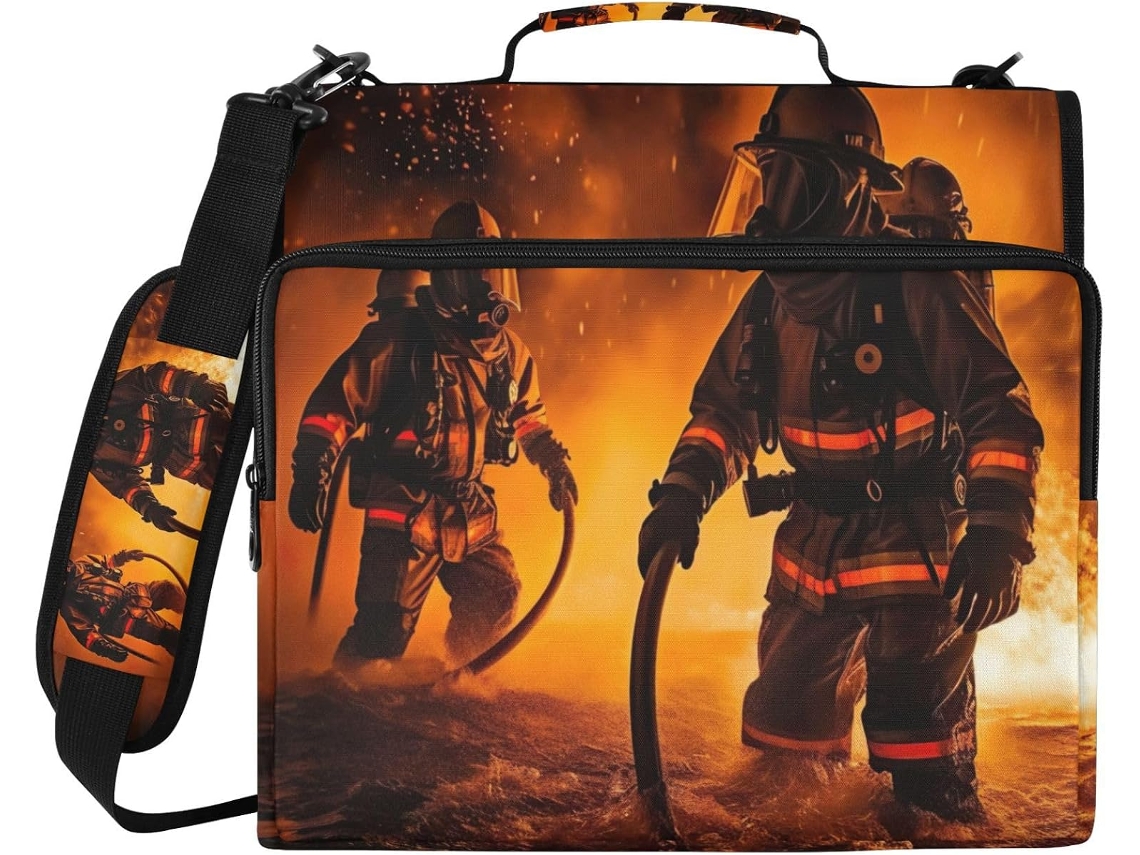 Pasta Organizadora Bombeiros, Ideal Escola E Trabalho, Com Fecho De 3 Argolas E Compartimento Impermeável