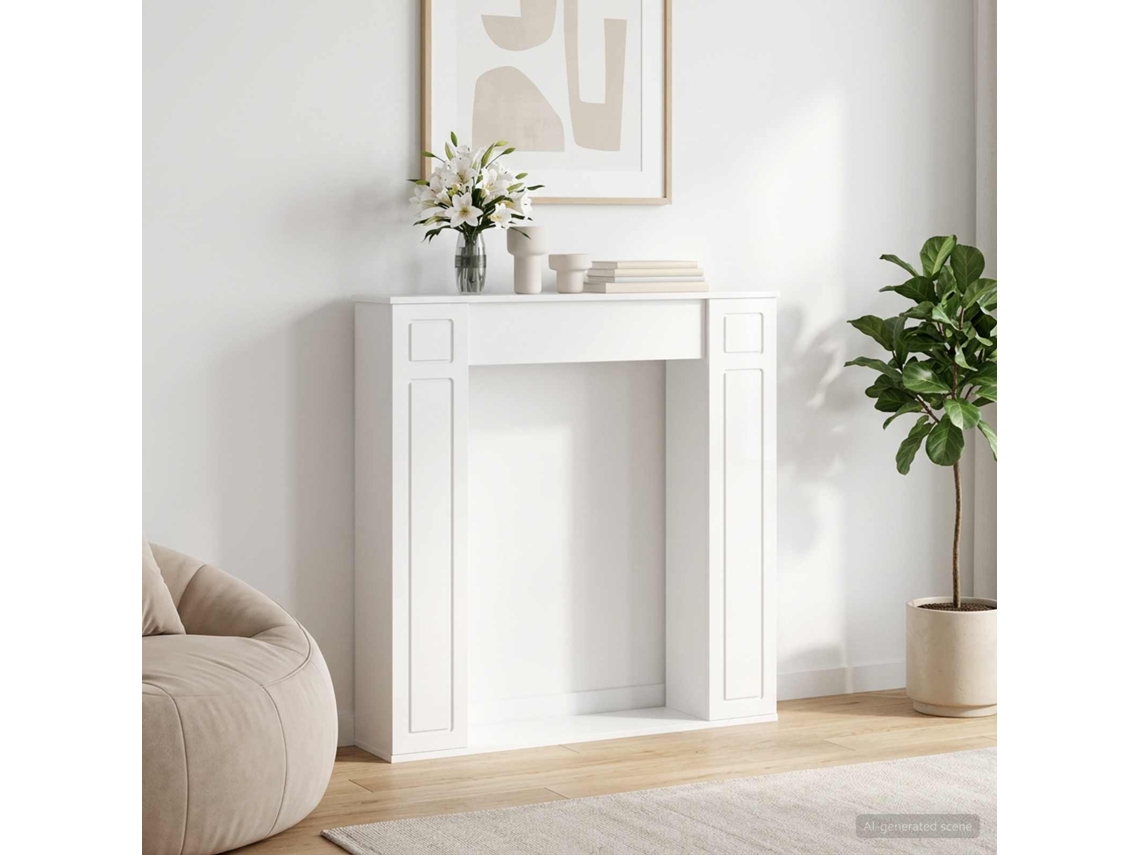 Vidaxl Moldura De Lareira Branco Brilhante 100 X 20 X 100 Cm