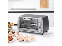 Mini Forno Elétrico 10 Litros 750w com Temperatura Até 230 °c Temporizador 60 Minutos Bandeja e Grade 36,5x26x22cm Preto e Prata KAKFOUR