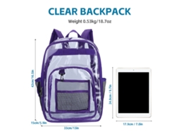 Mochila Transparente Grande para Escola Estádio Viagem 3pcs