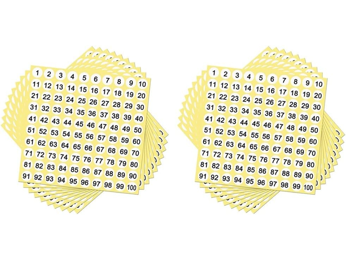 200 Folhas De Adesivos Redondos Com Números De 0,4 Polegadas (1 Cm), Etiquetas Com Números Pequenos