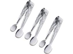Pinça de servir Rebe Mini, 10,16 cm, em aço inoxidável com design de rosa, para cubos de açúcar, gelo e pequenos alimentos.